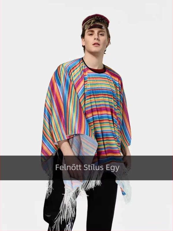 Cosplay fesztivál jelmez felnőtteknek, mexikói etnikus köpeny, mexikói stílusú köpeny