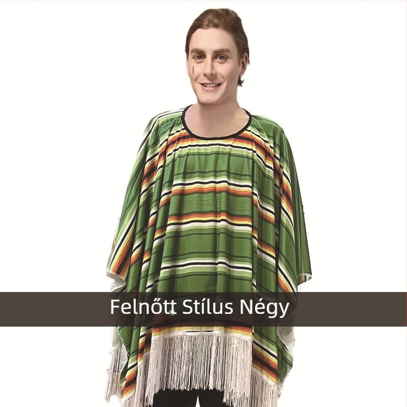 Cosplay fesztivál jelmez felnőtteknek, mexikói etnikus köpeny, mexikói stílusú köpeny