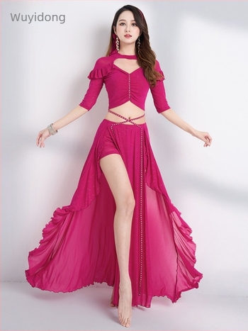 Huayu új niche modellű gyakorló szett orientális/belly dance számára lótuszleveles ujjakkal és kivágott részletekkel, francia palotai stílusban