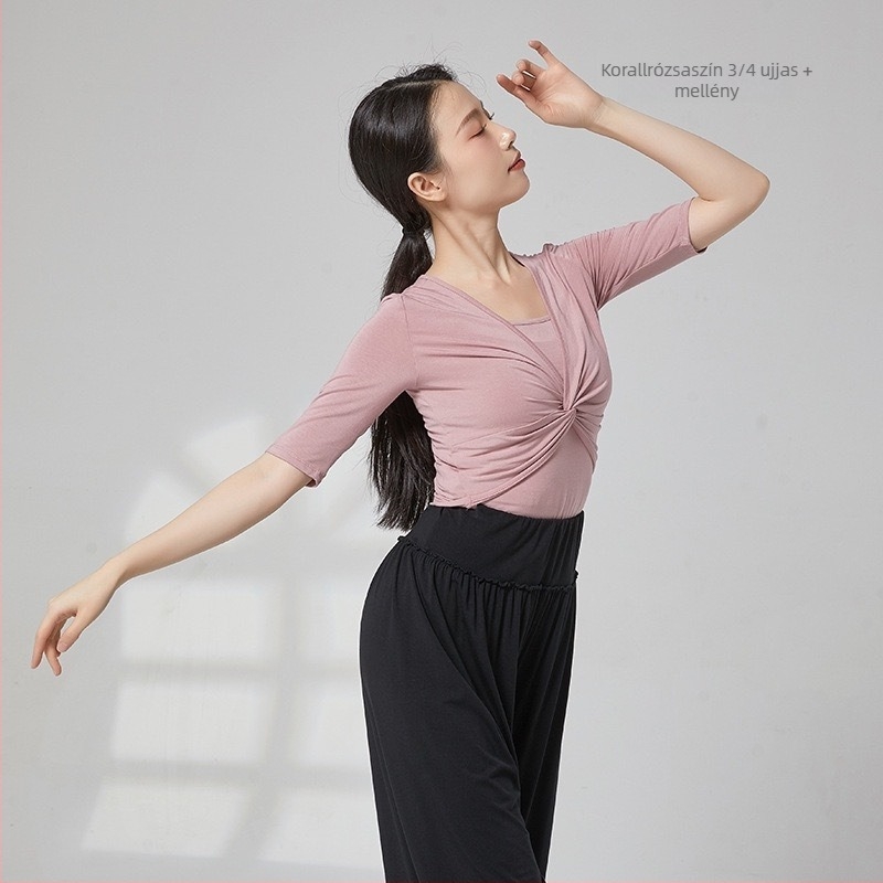 Női modern tánc szett – slim-fit hosszú ujjú felső + nadrág, Modal anyag, pamut bélés (50% pamut)