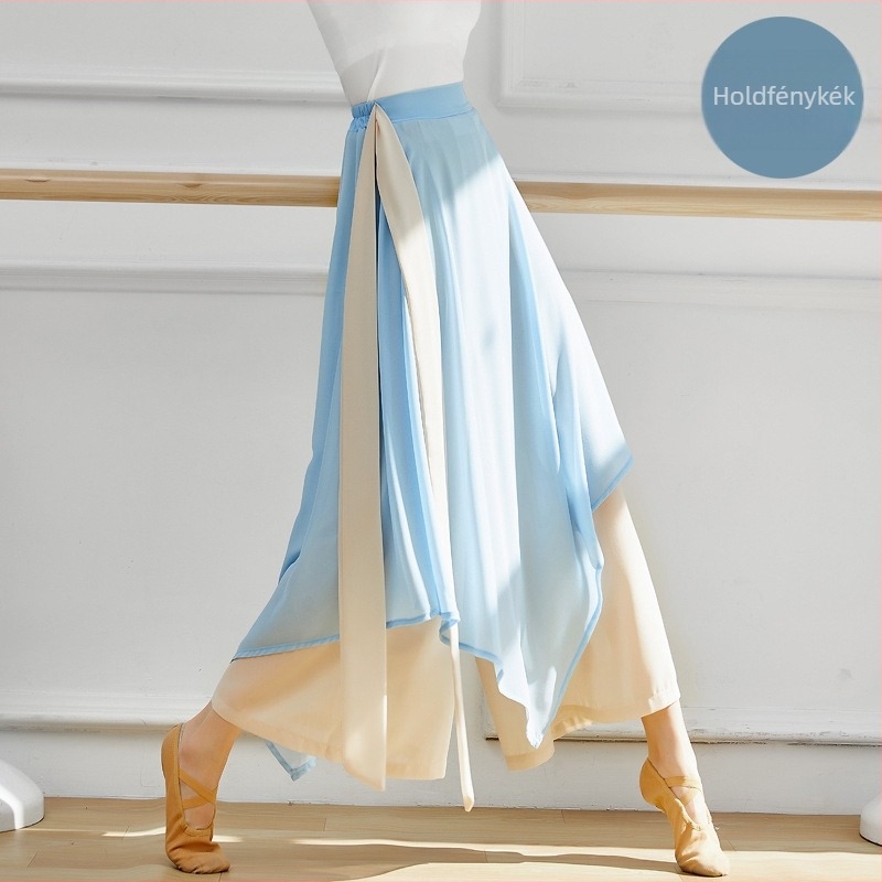 Nemzeti táncruha: kettős rétegű chiffon culotte szalag részletekkel, széles lábszár a színpadi előadásokhoz; chiffon anyag, poliészter 95% (bélés 95% poliészter)