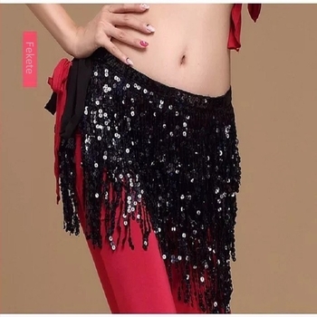 Belly Dance deréklánc, csillogó négy réteg bojttal, többszörös öv, felnőtt nők számára