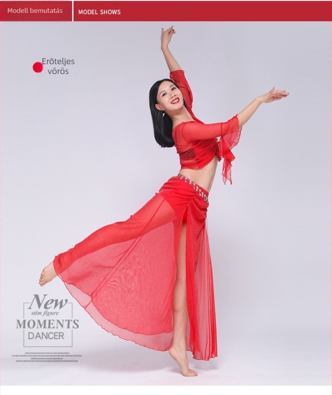 Belly Dance felső nőknek, gyakorló készlet ezüst selyem géz anyagból spandex-szel, 2023 tavasz
