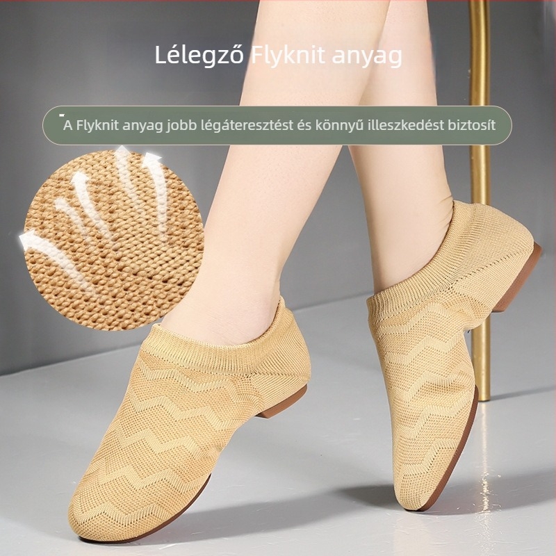 Tánc cipő hálós felsőrésszel, gumírozott talppal, lélegző és könnyű, felnőtt nők számára.