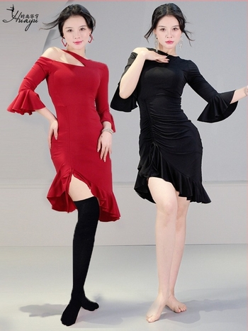 Has tánc ruhaszett váll nélküli és trombitás ujjakkal | Crystal Cotton-Spandex anyag, nyár 2025, Fashion Huayu