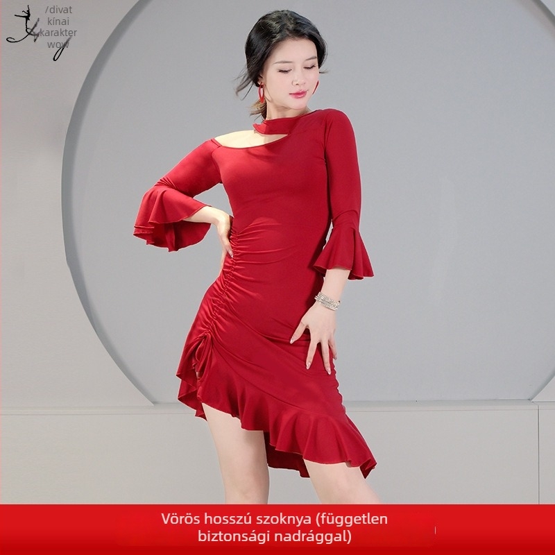 Has tánc ruhaszett váll nélküli és trombitás ujjakkal | Crystal Cotton-Spandex anyag, nyár 2025, Fashion Huayu