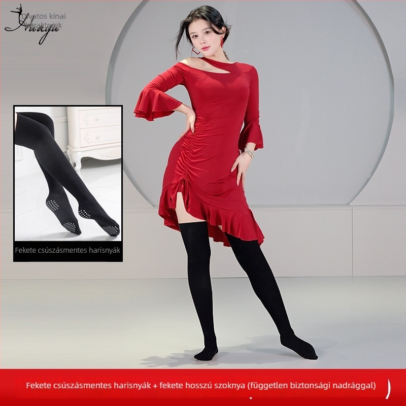 Has tánc ruhaszett váll nélküli és trombitás ujjakkal | Crystal Cotton-Spandex anyag, nyár 2025, Fashion Huayu