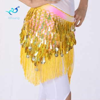 Belly Dance szegecses háromszög sál tassellel – női deréköv, Diamond Hemp anyag (poliészter + elasztán), Belly/Indiai/Latino/Modern tánchoz