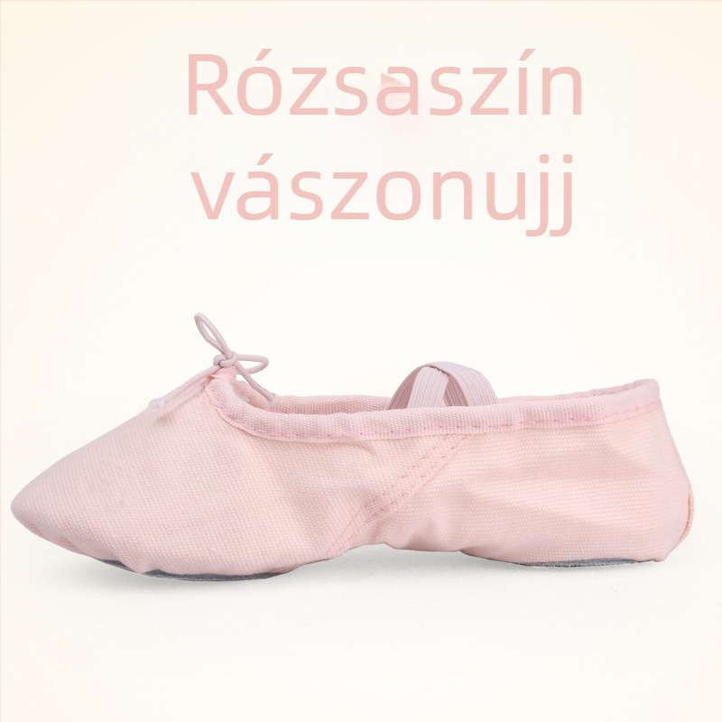 Tánccipő felnőtteknek – uniszex, puha talp Velcro-aljzattal, vászon felsőrész, sík sarka, kerek orr