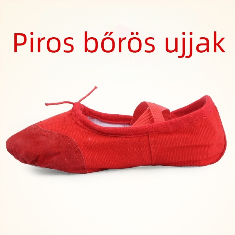 Tánccipő felnőtteknek – uniszex, puha talp Velcro-aljzattal, vászon felsőrész, sík sarka, kerek orr