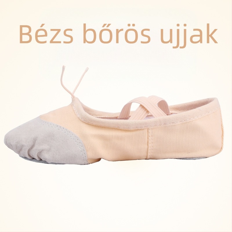 Tánccipő felnőtteknek – uniszex, puha talp Velcro-aljzattal, vászon felsőrész, sík sarka, kerek orr