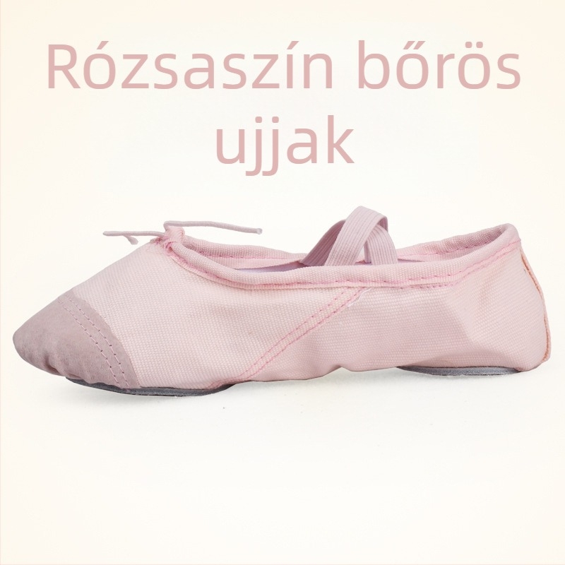 Tánccipő felnőtteknek – uniszex, puha talp Velcro-aljzattal, vászon felsőrész, sík sarka, kerek orr
