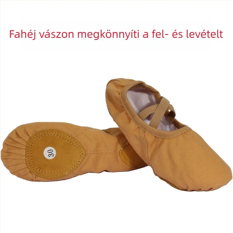 Tánccipő felnőtteknek – uniszex, puha talp Velcro-aljzattal, vászon felsőrész, sík sarka, kerek orr