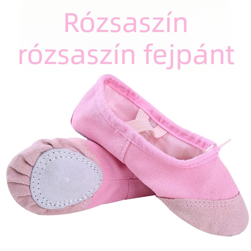 Tánccipő felnőtteknek – uniszex, puha talp Velcro-aljzattal, vászon felsőrész, sík sarka, kerek orr
