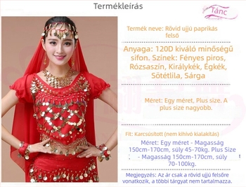 Hastánc kosztüm rövid ujjú toppal – indiai és Xinjiang néptáncokhoz