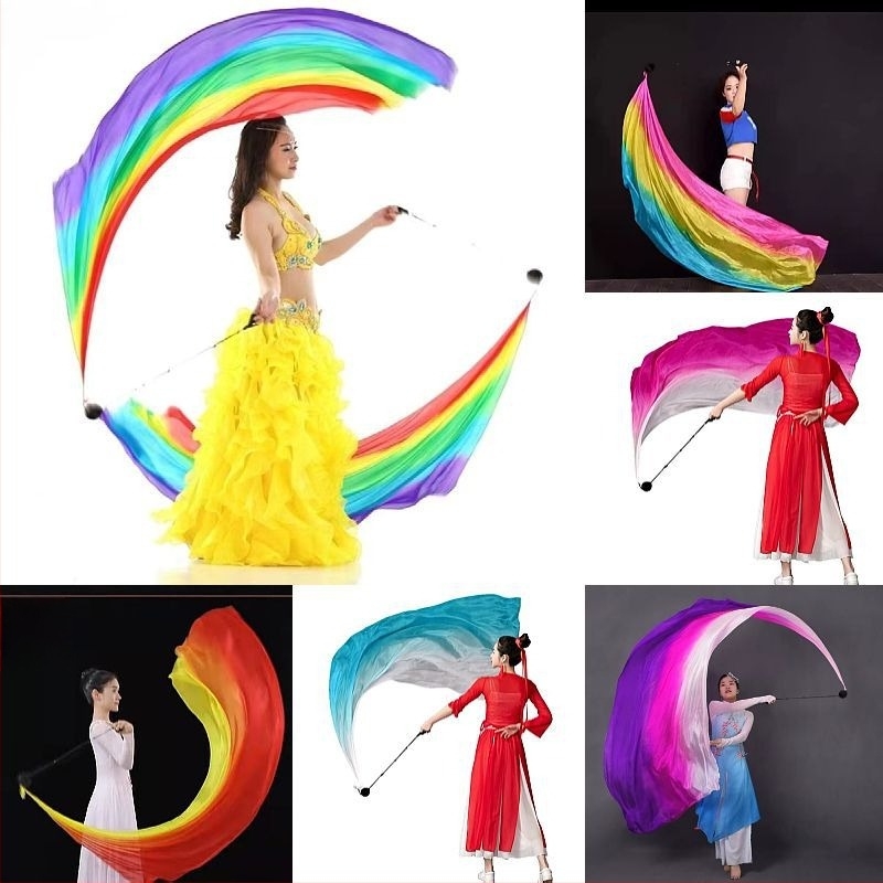 Gradient selyemsál és függő golyóval rendelkező hastánc kellék (Márka: Other; Korcsoport: Felnőttek; Megjelenés: 2021 nyara; Használat: színpadi előadás/megnyitó ceremónia)