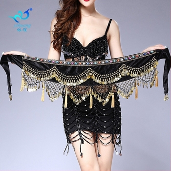 Yihuang Belly Dance öv monétaival és rojtokkal, flanel anyag, 100% poliészter, nyár 2022