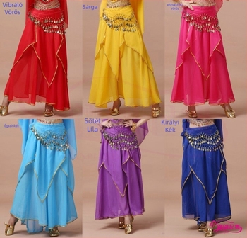 Nemzeti Táncruha - Felnőtt, has-táncra és néptáncra alkalmas szoknya, 120D chiffon, chiffon bélés