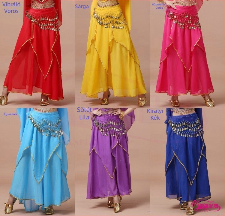 Nemzeti Táncruha - Felnőtt, has-táncra és néptáncra alkalmas szoknya, 120D chiffon, chiffon bélés