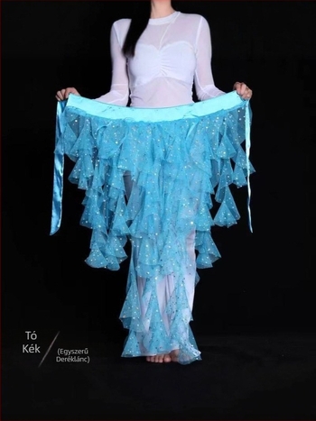 Has-tánc öv hálós anyaggal, kilenc farkú róka motívum, hímzett deréklánccal, egyiptomi stílusú jazz-tánc öv