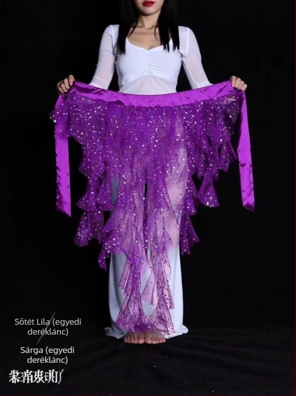 Has-tánc öv hálós anyaggal, kilenc farkú róka motívum, hímzett deréklánccal, egyiptomi stílusú jazz-tánc öv