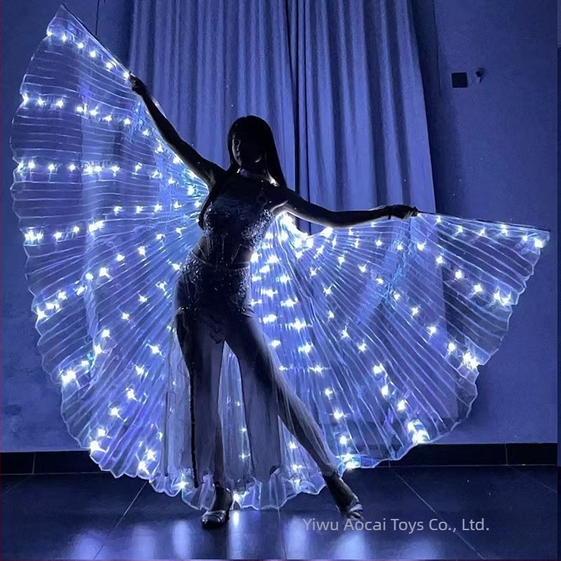 LED világító szárnyak hastáncra, 360°-os nagy pillangó-szárnyakkal, hálószövet és spandex anyagból, uniszex