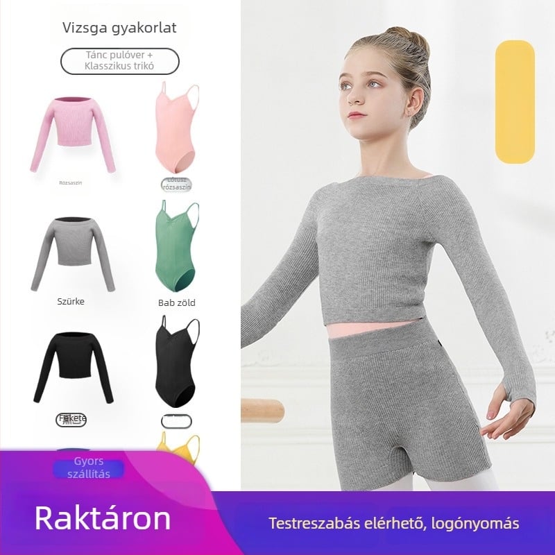 Gyerekeknek szóló lány tánc pulóver – egyvállas felső és sál kínai tánchoz