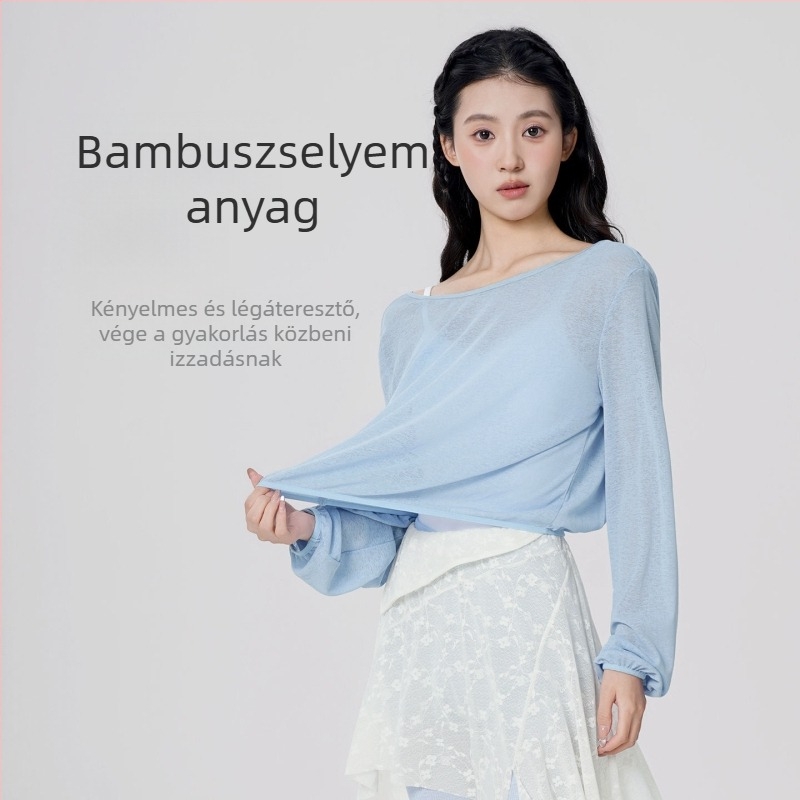 Női hosszú ujjú tánctop modern tánchoz, balethez és kínai klasszikus táncokhoz – gyakorlatszett