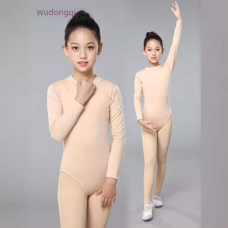Gyerekeknek szóló fleece-béléssel készült balett-leotard, testszínű
