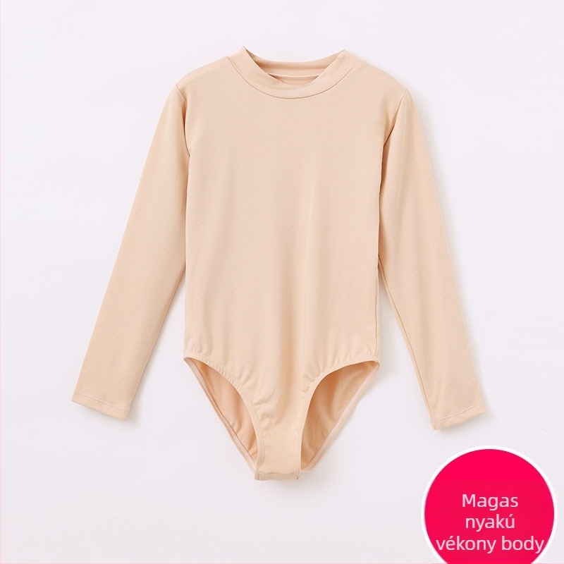 Gyerekeknek szóló fleece-béléssel készült balett-leotard, testszínű