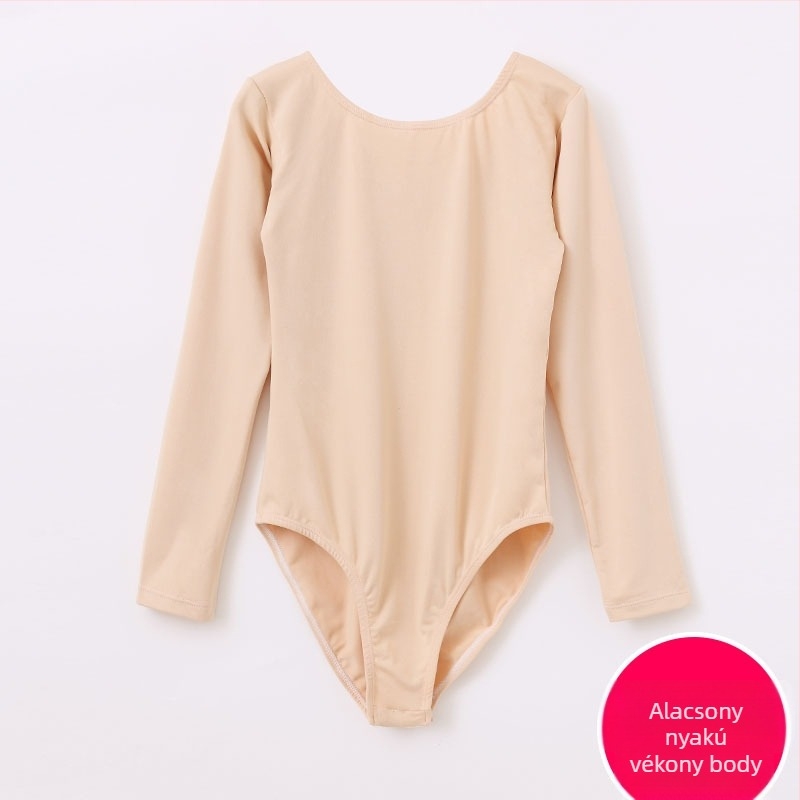 Gyerekeknek szóló fleece-béléssel készült balett-leotard, testszínű