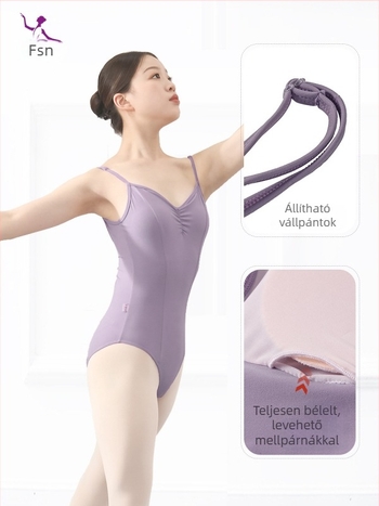 Női balett gyakorló body, egyrészes, 84% nylon, egyszínű minta, balethez