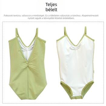 Gyerekek balett vizsgára készülő egyrészes bodysuit, V-hátú pántokkal