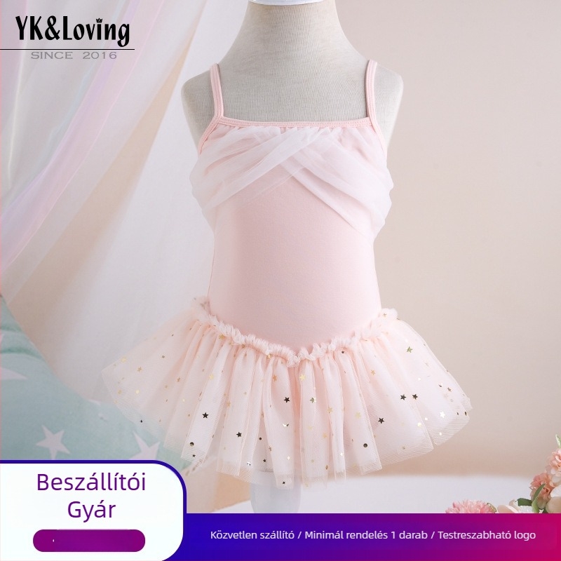 Gyerek balett tutu ruha hálós panelokkal, pántokkal és bandeau felsőrésszel, 95% pamut, lágy felület, 3-8 éves korosztálynak