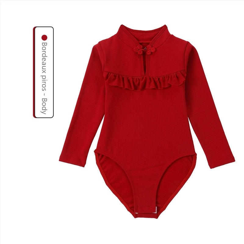 Lányoknak szóló téli hosszú ujjú fleece-béléses balett gyakorló szett