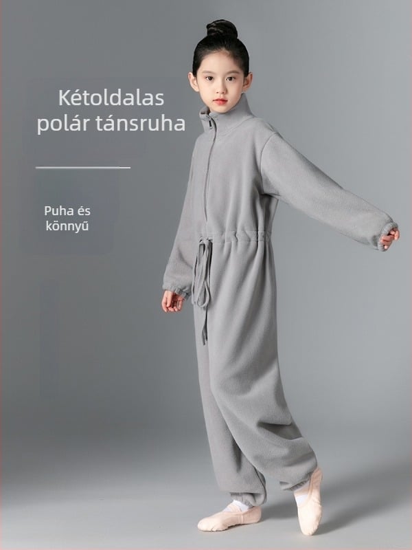 Gyerekeknek készült fleece-béléssel ellátott balett egyrészes ruha ősz–tél edzésre
