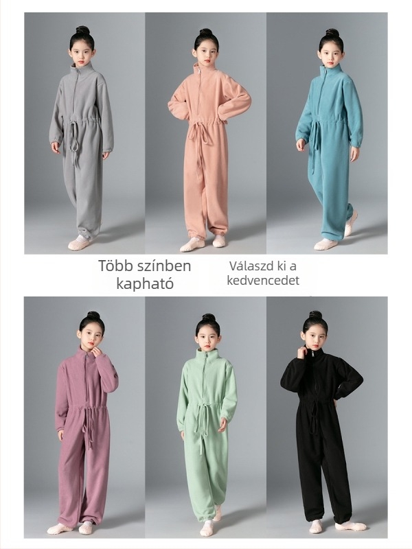 Gyerekeknek készült fleece-béléssel ellátott balett egyrészes ruha ősz–tél edzésre