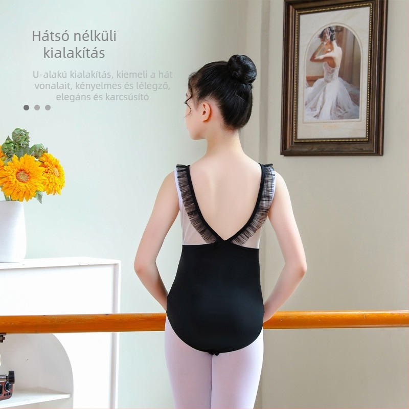 Gyerekek nyári balett-táncruha — egyszínű body, pántos szoknyával, lányoknak