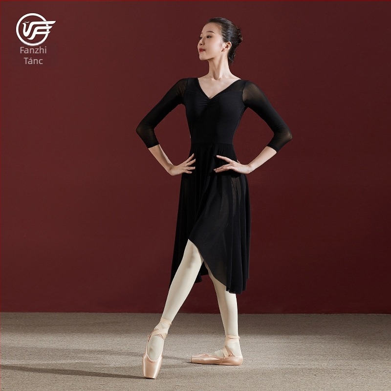 Balett egyrészes ruha felnőtt nőknek – egész évben használható, egyszínű dizájn, gyorsan száradó nylon hálós anyag