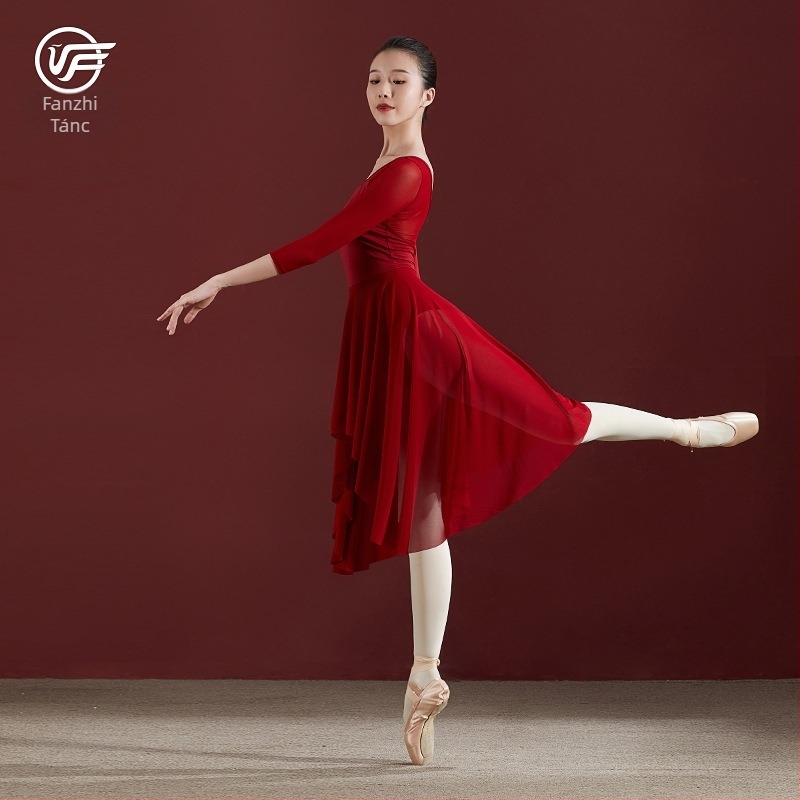 Balett egyrészes ruha felnőtt nőknek – egész évben használható, egyszínű dizájn, gyorsan száradó nylon hálós anyag