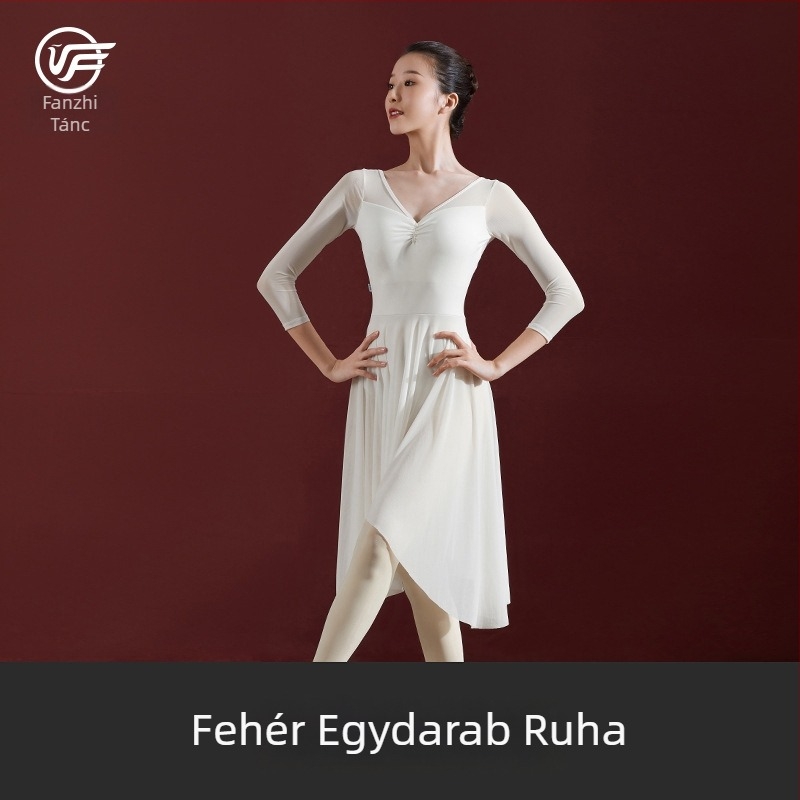 Balett egyrészes ruha felnőtt nőknek – egész évben használható, egyszínű dizájn, gyorsan száradó nylon hálós anyag