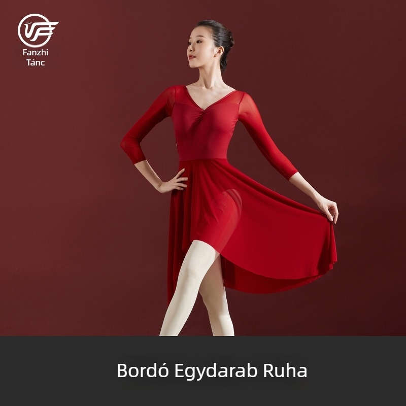 Balett egyrészes ruha felnőtt nőknek – egész évben használható, egyszínű dizájn, gyorsan száradó nylon hálós anyag