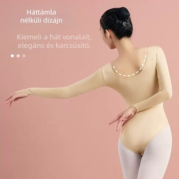 Női nude színű hosszú ujjú body balettvizsgára