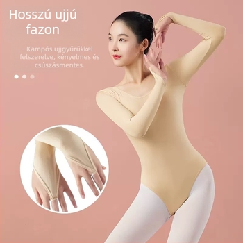 Női nude színű hosszú ujjú body balettvizsgára