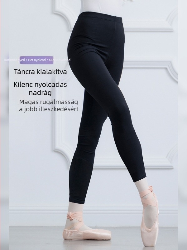 Női balett-edző nadrág pamutból, 95% pamut és 5% spandex bélés, egyszínű modell, alkalmas balettre, néptáncra és társastáncra