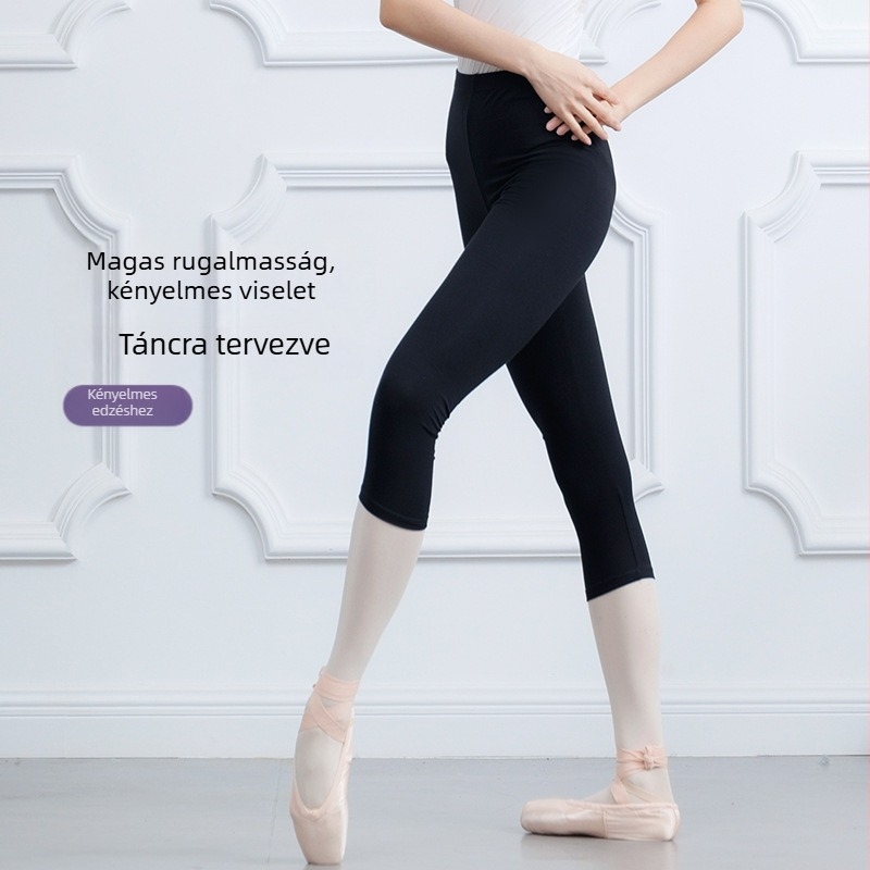 Női balett-edző nadrág pamutból, 95% pamut és 5% spandex bélés, egyszínű modell, alkalmas balettre, néptáncra és társastáncra