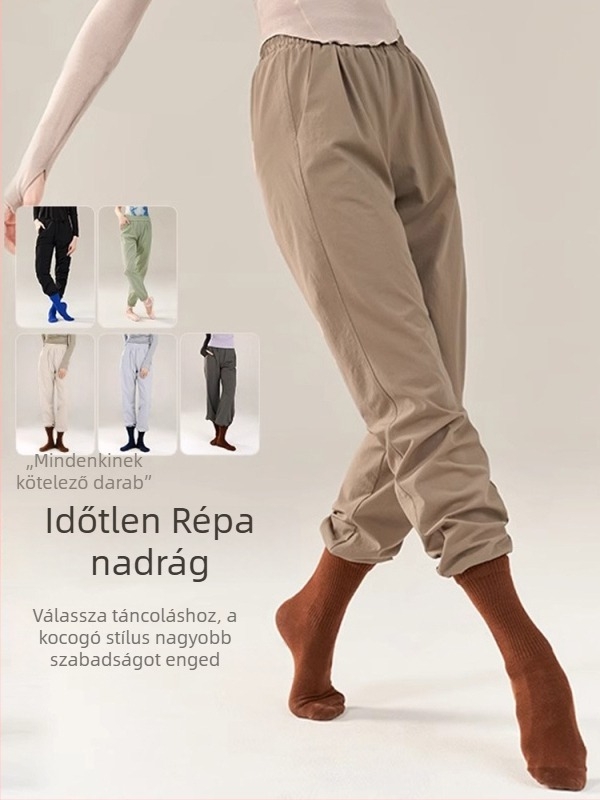 Női modern táncnadrág nyárra – kínai klasszikus tánc, szűkülő alsó részű és széles lábú kivitel edzéshez, nylon-spandex anyag