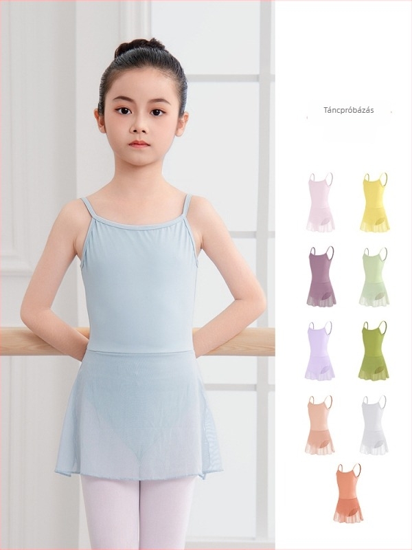 Gyerekeknek szóló latin tánc kosztüm, chiffon anyag, 80% poliészter, lágy feldolgozás, 3–8 éveseknek