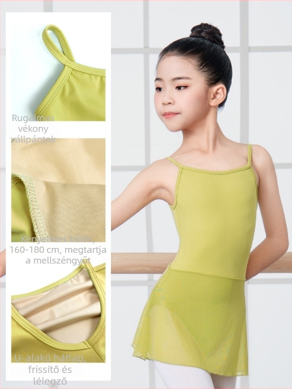 Gyerekeknek szóló latin tánc kosztüm, chiffon anyag, 80% poliészter, lágy feldolgozás, 3–8 éveseknek