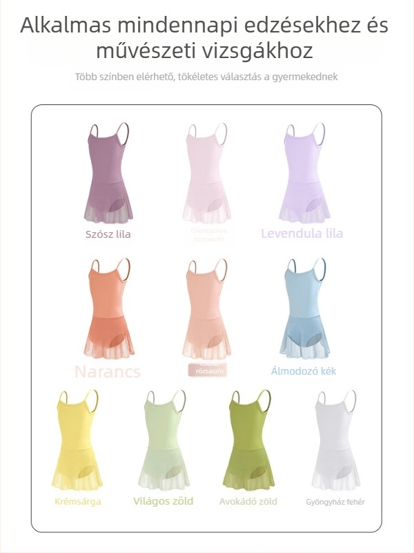 Gyerekeknek szóló latin tánc kosztüm, chiffon anyag, 80% poliészter, lágy feldolgozás, 3–8 éveseknek